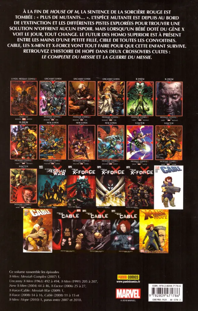 Verso de l'album X-Men - Trilogie du Messie Le Complexe du Messie