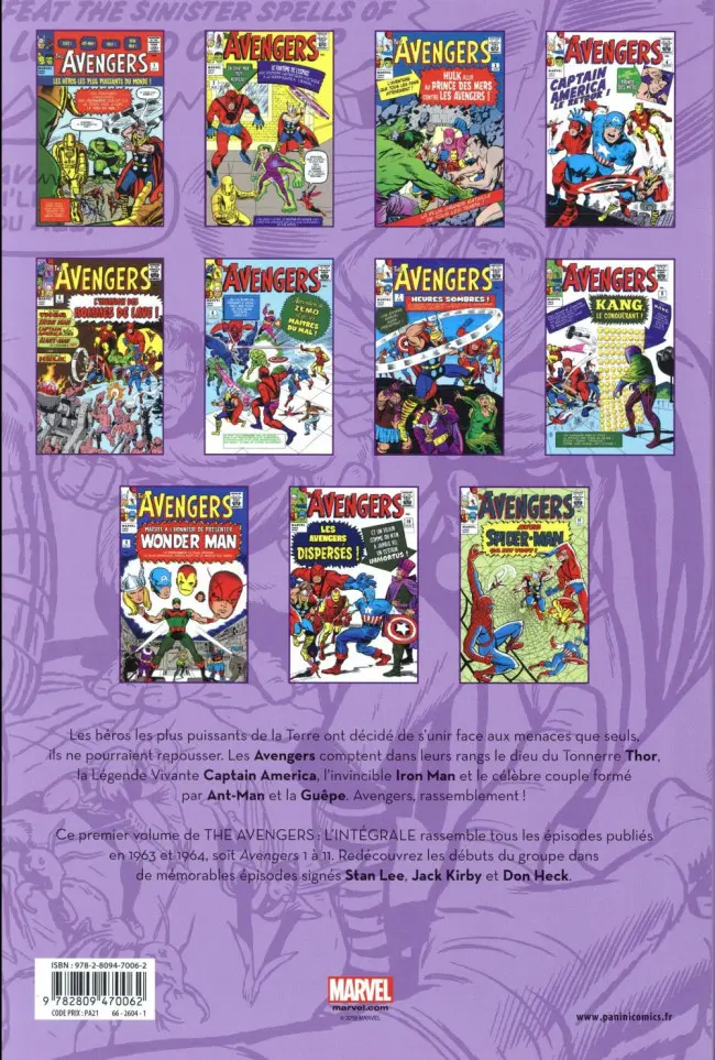 Verso de l'album The Avengers - L'intégrale Tome 1 1963-1964