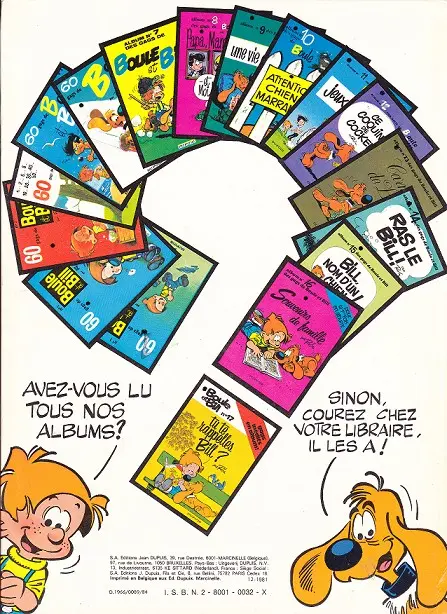 Verso de l'album Boule & Bill Tome 3 60 gags de Boule et Bill