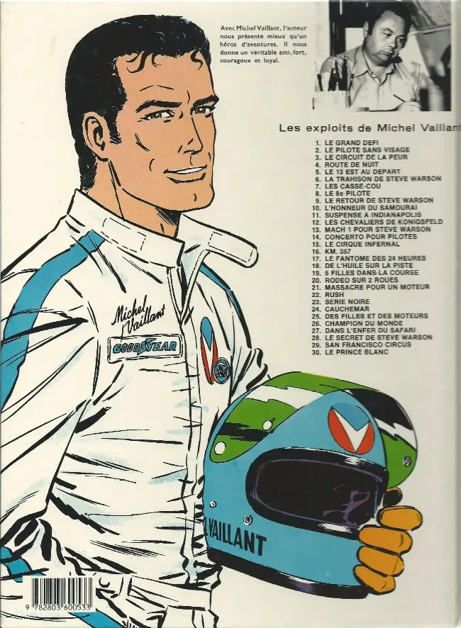 Verso de l'album Michel Vaillant Tome 10 L'honneur du Samouraï
