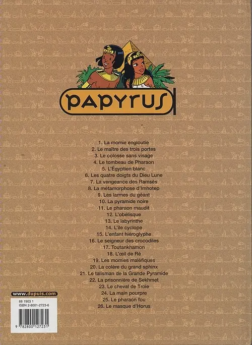 Verso de l'album Papyrus Tome 3 Le colosse sans visage