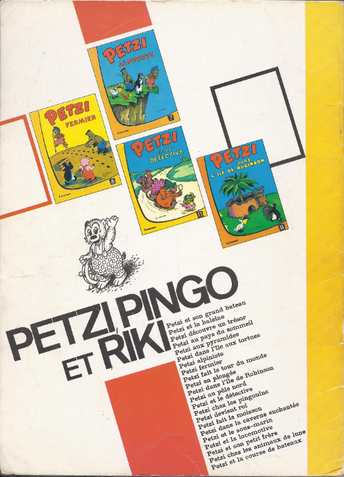 Verso de l'album Petzi Tome 3 Petzi découvre un trésor