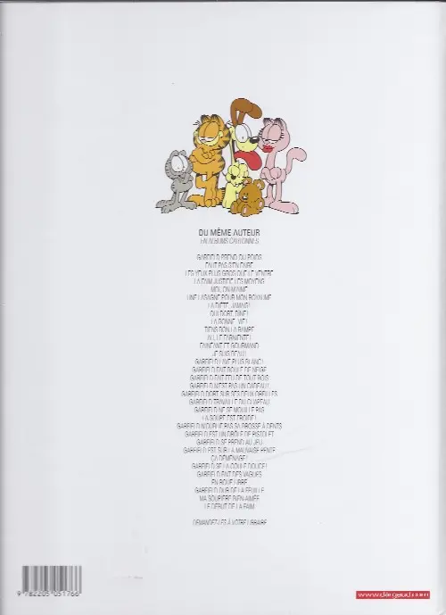 Verso de l'album Garfield Tome 32 Le début de la faim