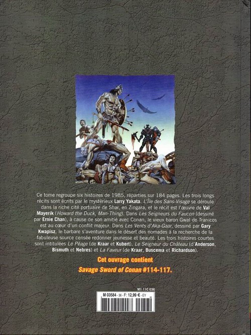 Verso de l'album The Savage Sword of Conan - La Collection Tome 36 L'Île des sans-visage
