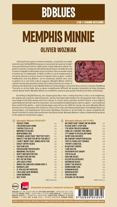 Verso de l'album BD Blues Tome 13 Memphis Minnie