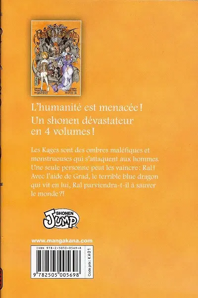 Verso de l'album Blue Dragon - Ral Grad 3 Le changement