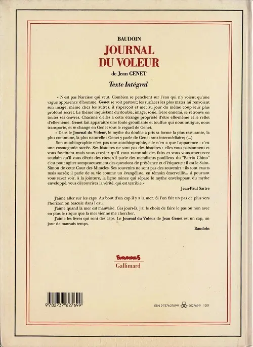 Verso de l'album Journal du voleur