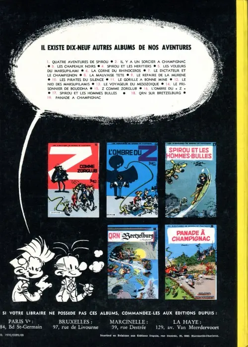 Verso de l'album Spirou et Fantasio Tome 20 Le faiseur d'or