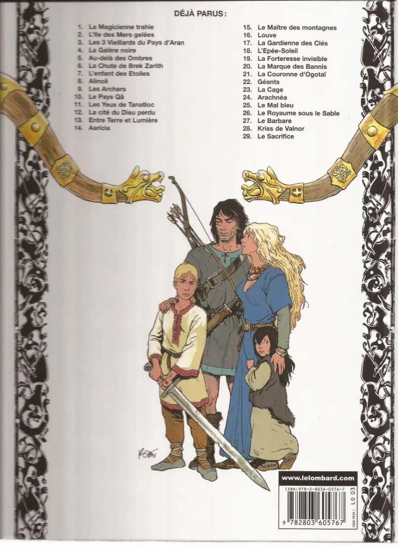 Verso de l'album Thorgal Tome 11 Les Yeux de Tanatloc