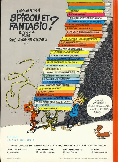 Verso de l'album Spirou et Fantasio Tome 22 L'abbaye truquée
