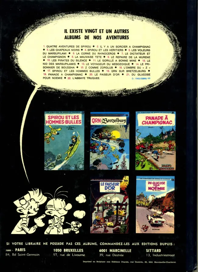 Verso de l'album Spirou et Fantasio Tome 17 Spirou et les Hommes-Bulles