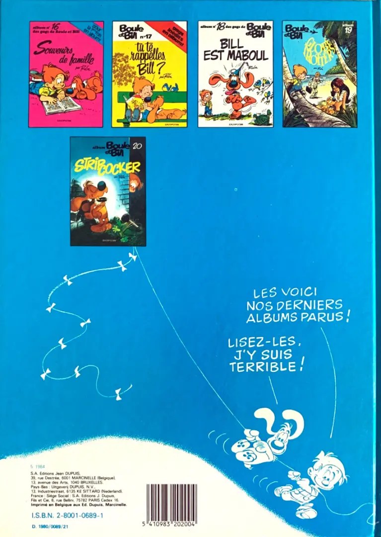 Verso de l'album Boule & Bill Tome 17 Tu te rappelles, Bill ?