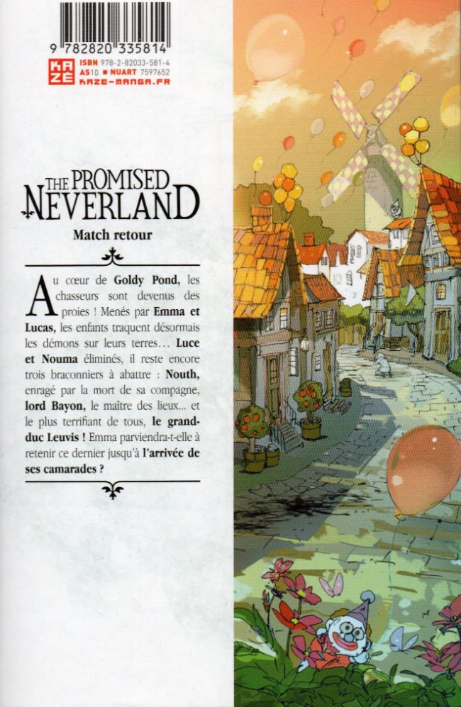 Verso de l'album The Promised Neverland 10 Match retour