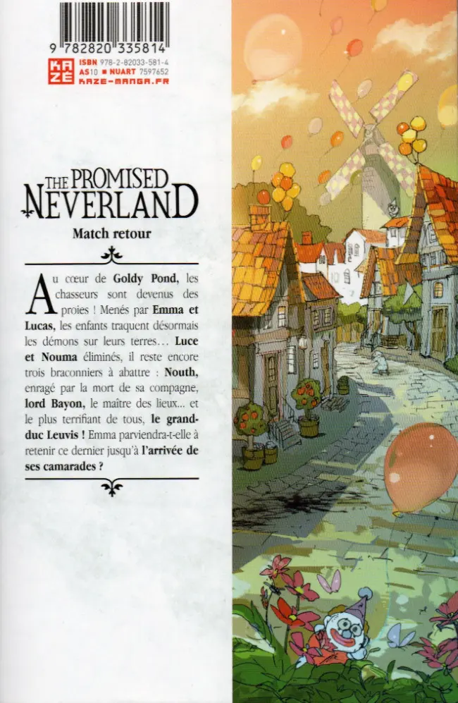 Verso de l'album The Promised Neverland 10 Match retour