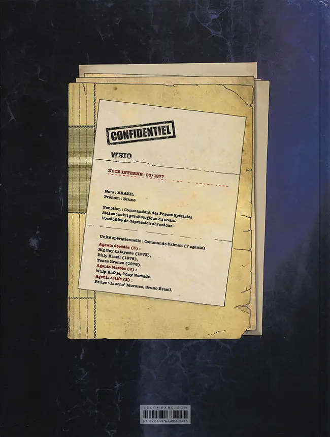 Verso de l'album Les nouvelles aventures de Bruno Brazil Tome 1 Black program