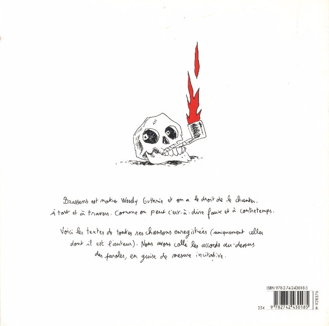 Verso de l'album Brassens - Chansons illustrées par Joann Sfar