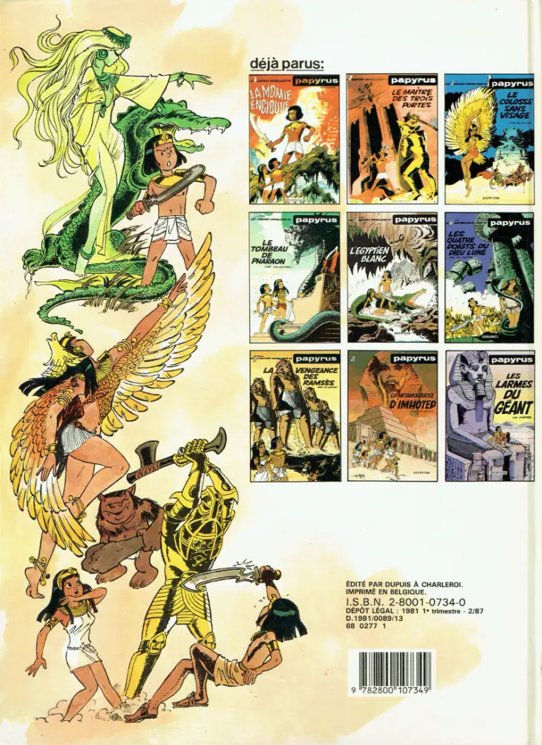 Verso de l'album Papyrus Tome 4 Le tombeau de Pharaon