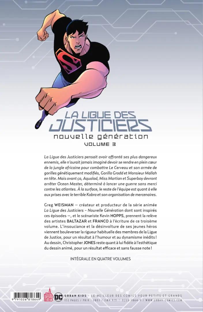 Verso de l'album La ligue des justiciers - nouvelle génération Volume 3