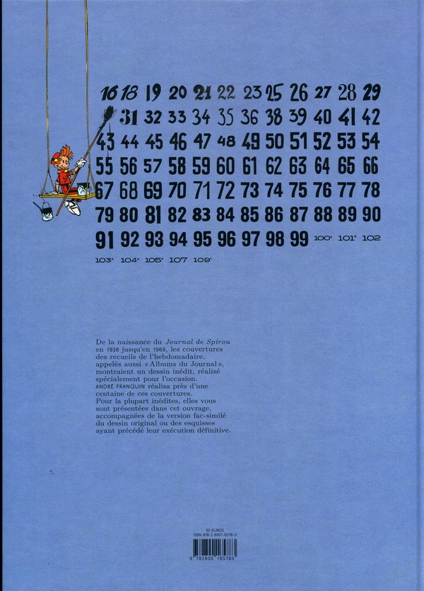 Verso de l'album Spirou - Toutes les couvertures des recueils du journal, par Franquin
