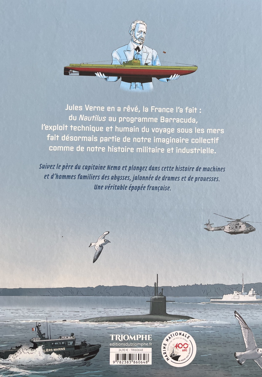 Verso de l'album Sous-marins Français 150 ans sous les mers