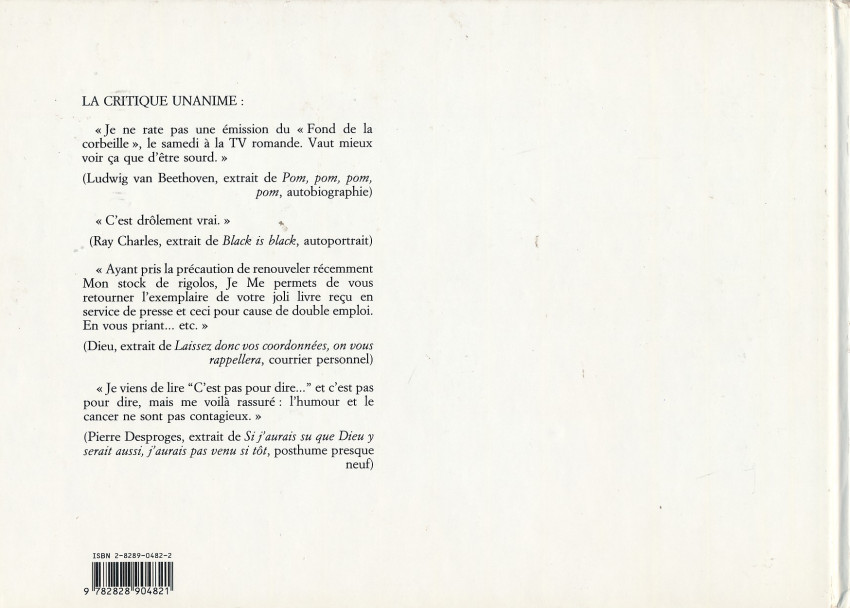 Verso de l'album C'est pas pour dire...