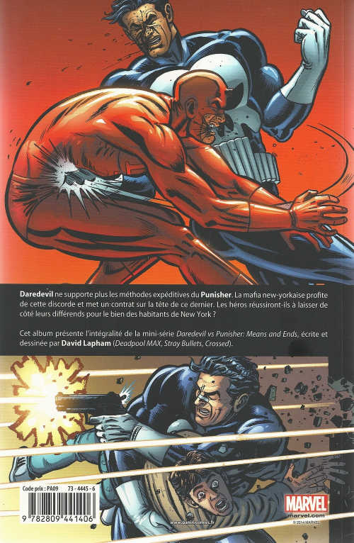 Verso de l'album Daredevil vs Punisher La Fin justifie les moyens