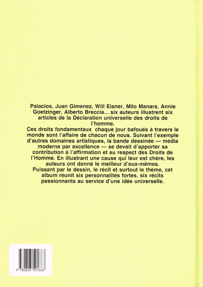 Verso de l'album Les Droits de l'homme