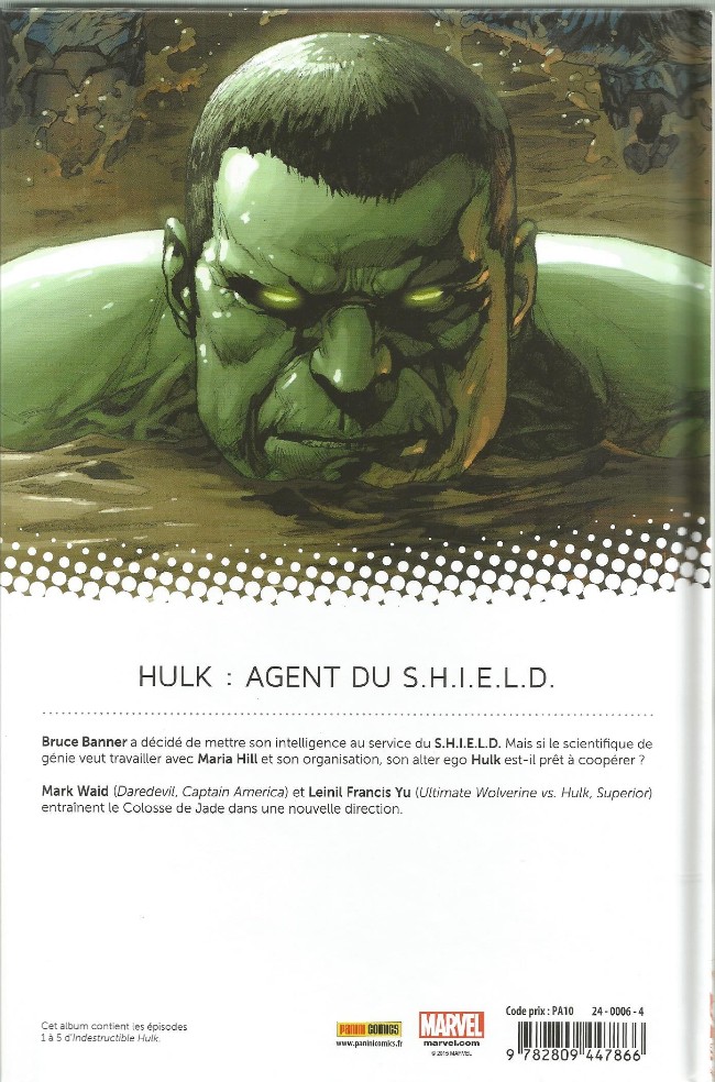 Verso de l'album Hulk -  Indestructible Hulk Tome 1 Agent du S.H.I.E.L.D.