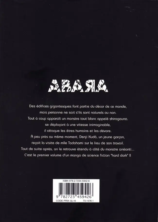 Verso de l'album Abara 1