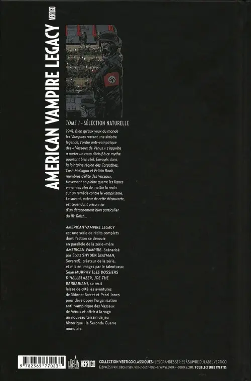 Verso de l'album American Vampire Legacy Tome 1 Sélection naturelle