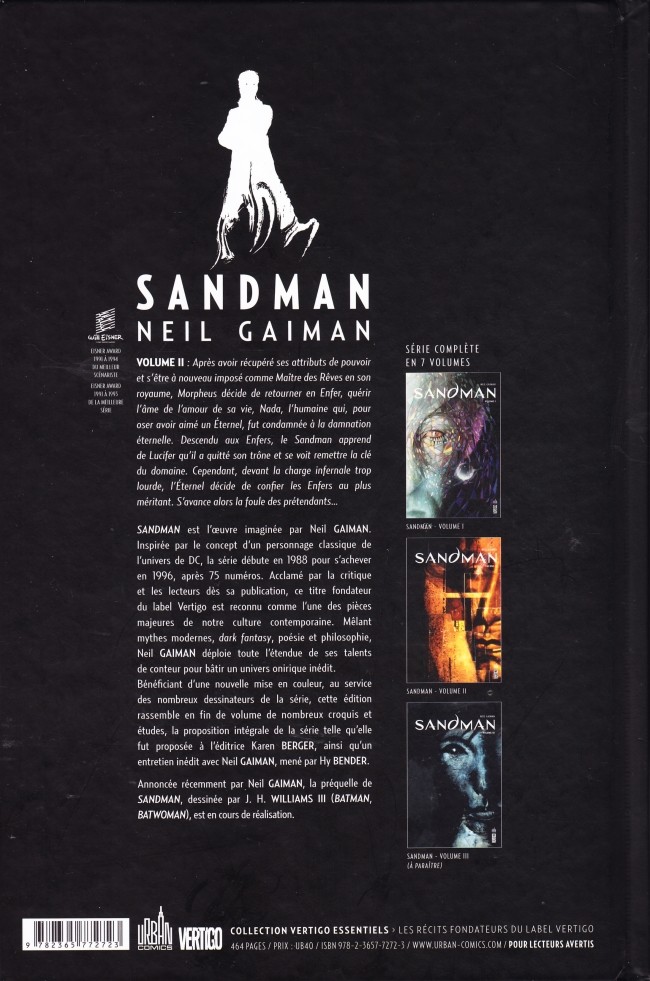 Verso de l'album Sandman Volume II