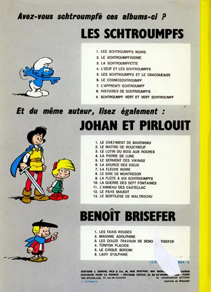 Verso de l'album Les Schtroumpfs Tome 9 Schtroumpf vert et vert schtroumpf