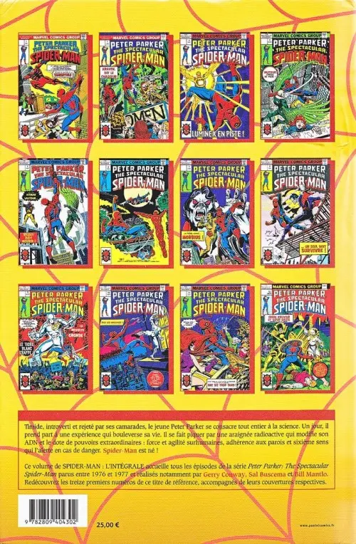 Verso de l'album Spectacular Spider-Man Tome 1 1976-1977