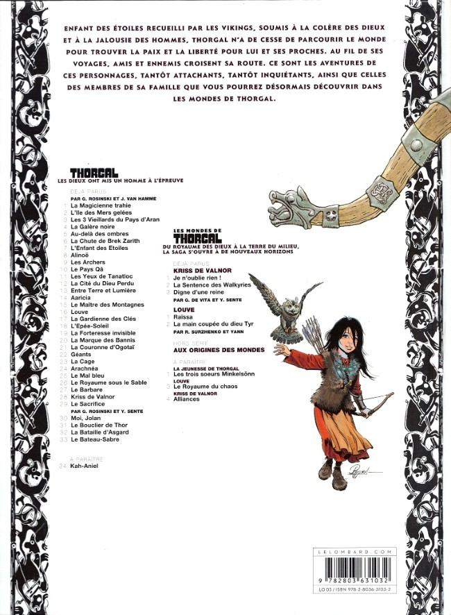Verso de l'album Les mondes de Thorgal - Louve Tome 2 La main coupée du dieu Tyr
