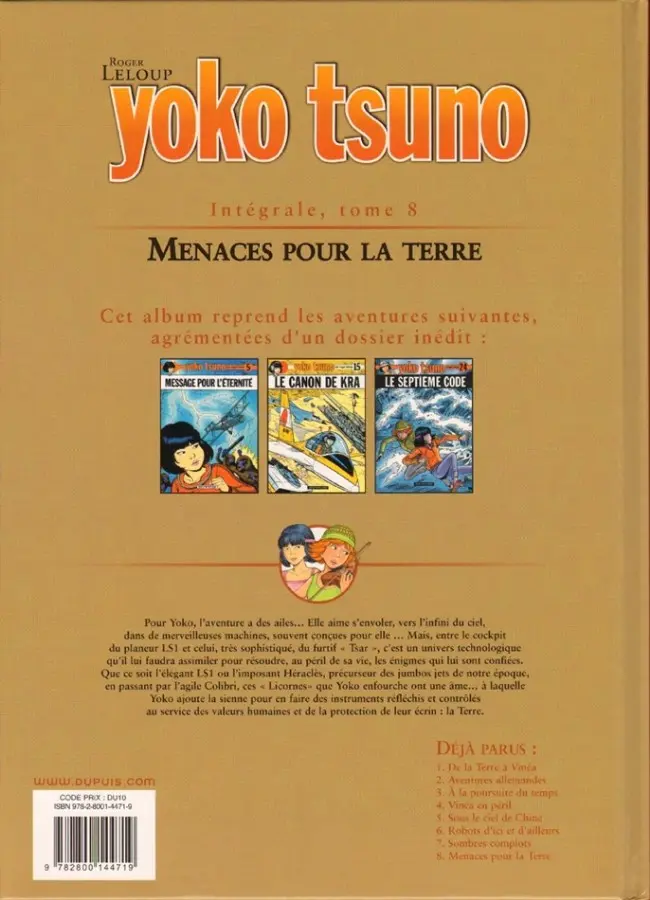 Verso de l'album Yoko Tsuno Intégrale Tome 8 Menaces pour la terre