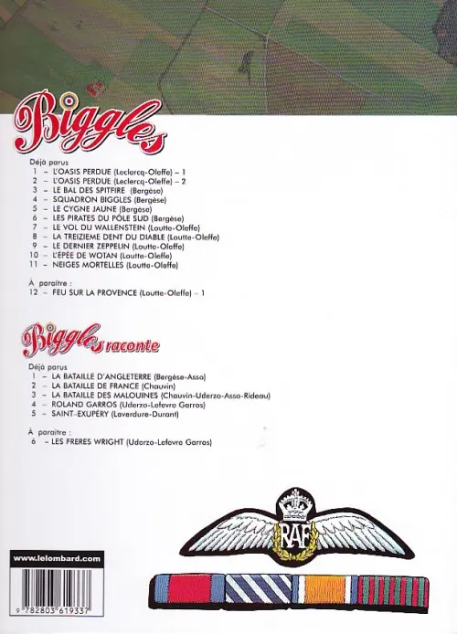 Verso de l'album Biggles raconte Tome 2 La Bataille de France