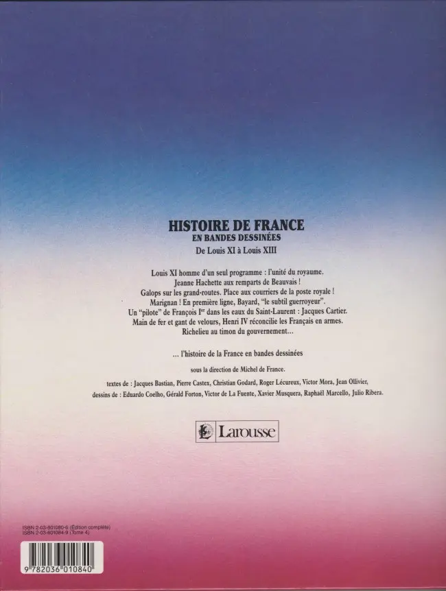 Verso de l'album Histoire de France en bandes dessinées Tome 4 De Louis XI à Louis XIII