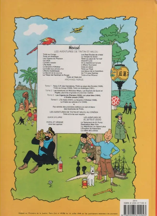Verso de l'album Les Aventures de Jo, Zette et Jocko Tome 5 La vallée des cobras