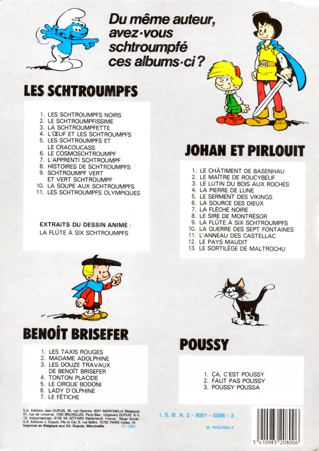 Verso de l'album Johan et Pirlouit Tome 4 La pierre de lune
