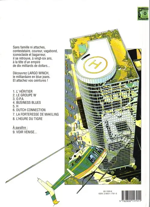 Verso de l'album Largo Winch Tome 1 L'héritier