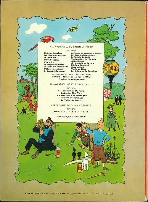 Verso de l'album Tintin Tome 9 Le crabe aux pinces d'or