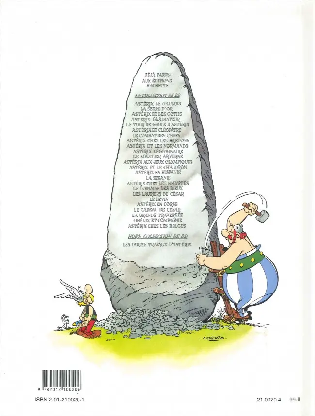 Verso de l'album Astérix Tome 20 Astérix en Corse