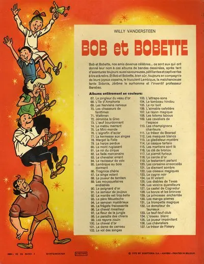 Verso de l'album Bob et Bobette Tome 137 Le trésor de Fiskary