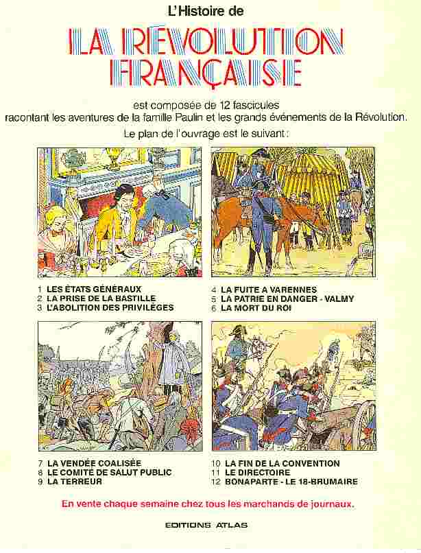 Verso de l'album Histoire de la révolution française Fascicule 12