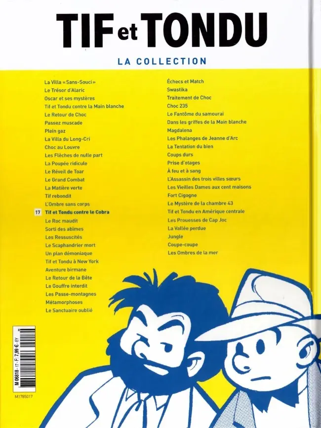 Verso de l'album Tif et Tondu La collection Tome 17 Tif et Tondu contre le Cobra