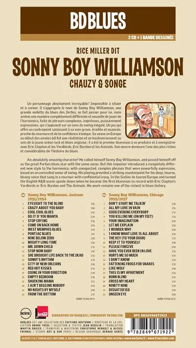 Verso de l'album BD Blues Tome 14 Sonny Boy Williamson