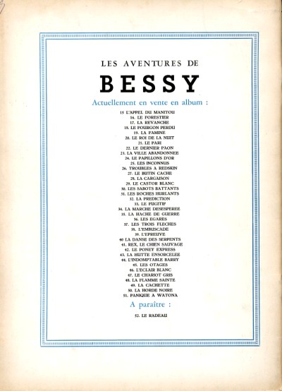 Verso de l'album Bessy Tome 51 Panique à Watona
