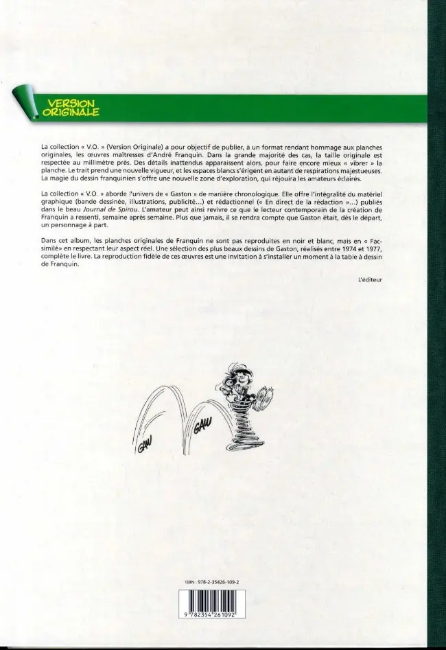 Verso de l'album Gaston L'intégrale (Version Originale) Tome 14 Gaston 1974-1977