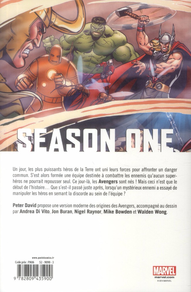 Verso de l'album Season One Tome 11 Avengers