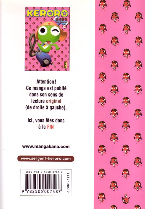 Verso de l'album Sergent Keroro 14